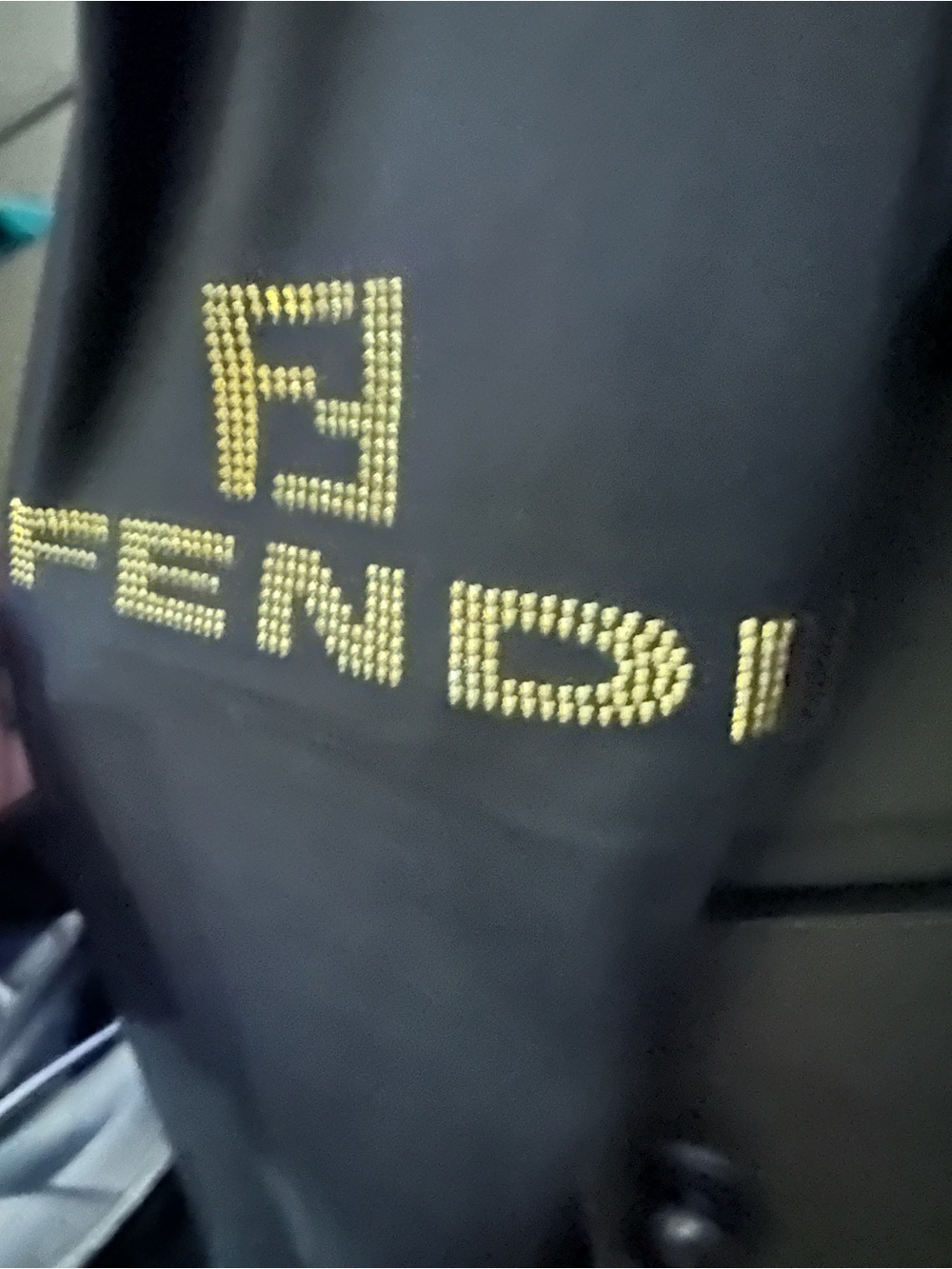 Fendi Black Leggings with Gold Stud Logo